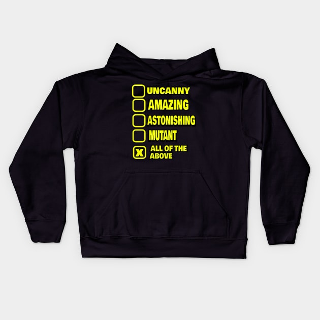 Uncanny superhero shirt for men and mutant fans Kids Hoodie by kmpfanworks